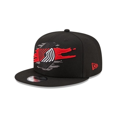 Black Portland Trail Blazers Hat - New Era NBA Logo Tear 9FIFTY Snapback Caps USA9047685